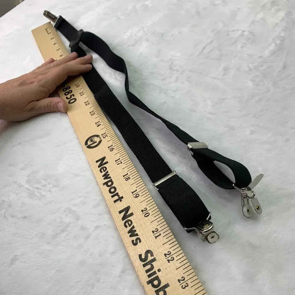 Carter's Suspenders Boys Sz 9M-3YR Black Silver Claw Clasp Suspenders Tux Tie